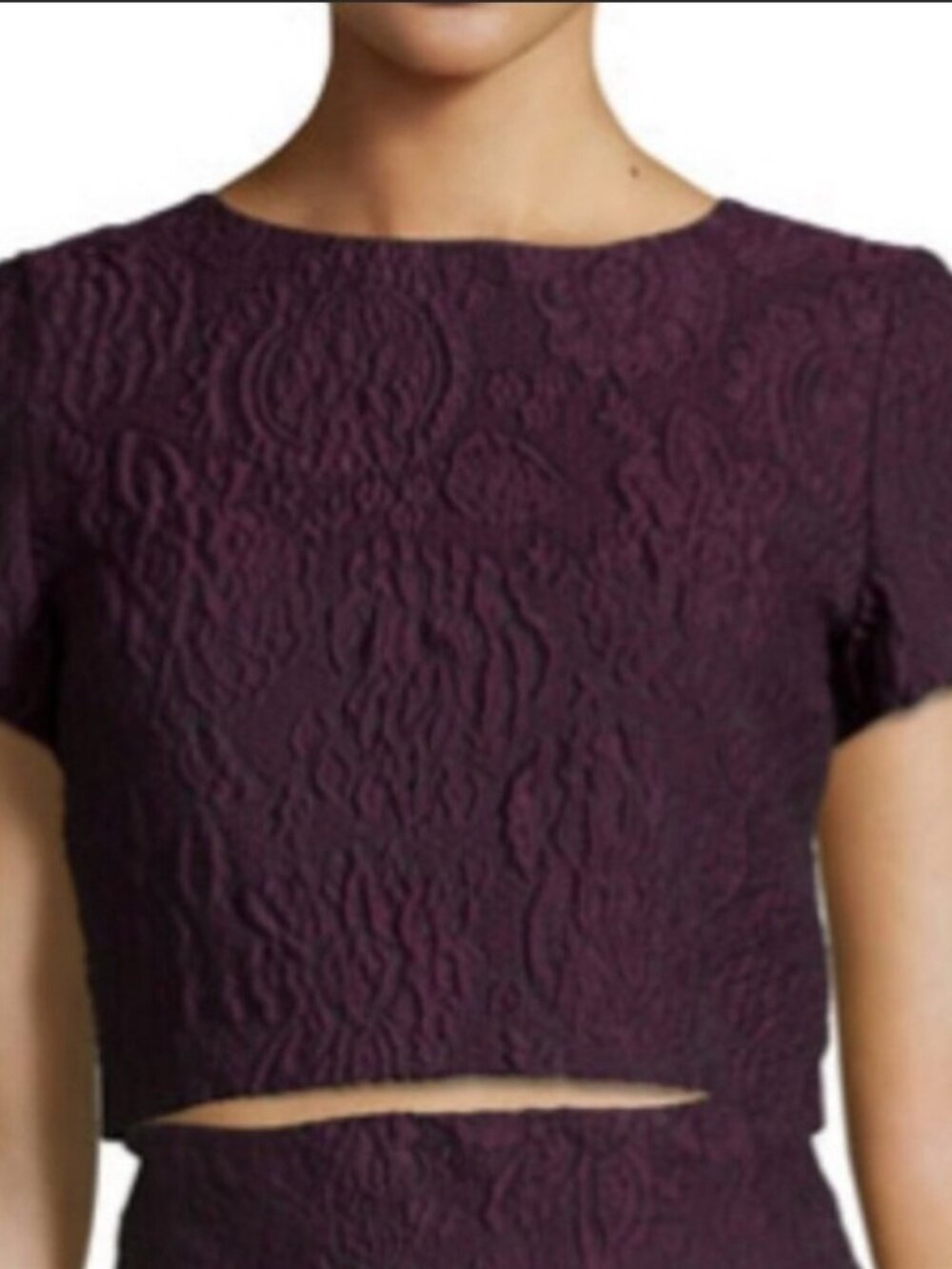 Alice + Olivia Sarina Cropped Textured Jacquard Top, Size 12